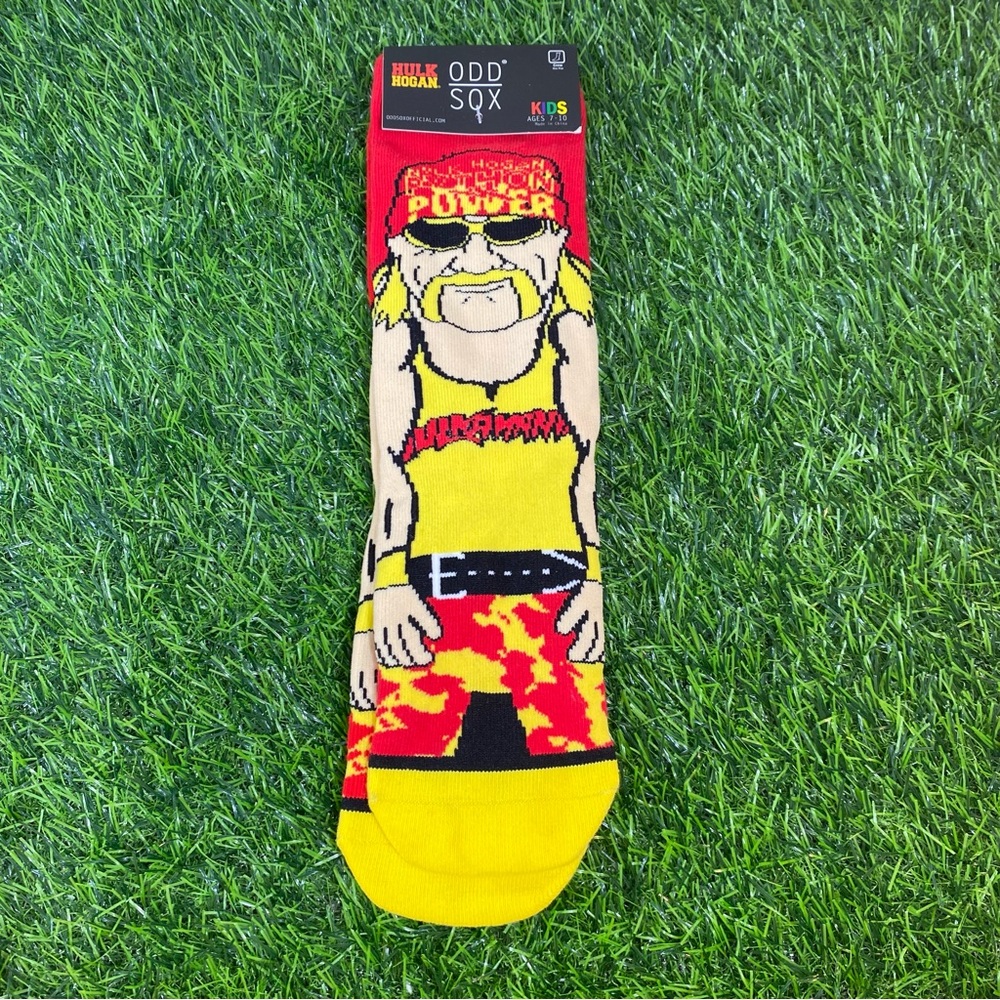 Hulk Hogan Odd Sox Boys Red and Yellow Graphic Socks Size 7-10